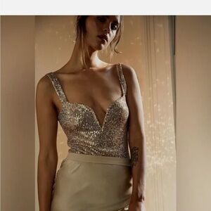 Free People gold Sequin Bodysuit